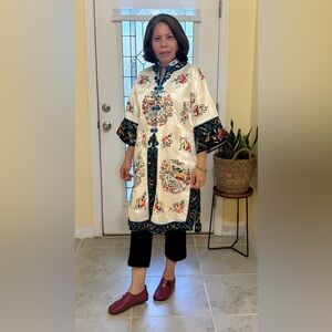 Vintage Chinese Silk Dress Bai Hua | Embroidered Qipao | Handmade Details